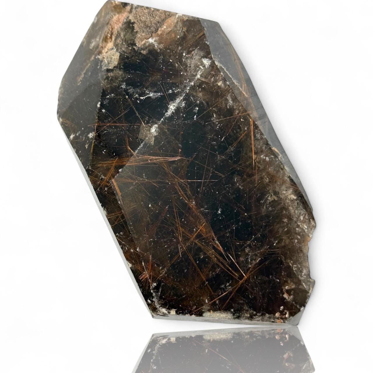 All Natural Huge Golden Rutilated Smoky Quartz Crystal with Pyrite Cubes inside