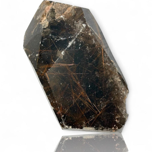 All Natural Huge Golden Rutilated Smoky Quartz Crystal with Pyrite Cubes inside