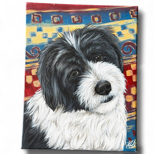 A Painted Canvas Original Artist Artwork Art Dog Portrait Tibetan Terrier