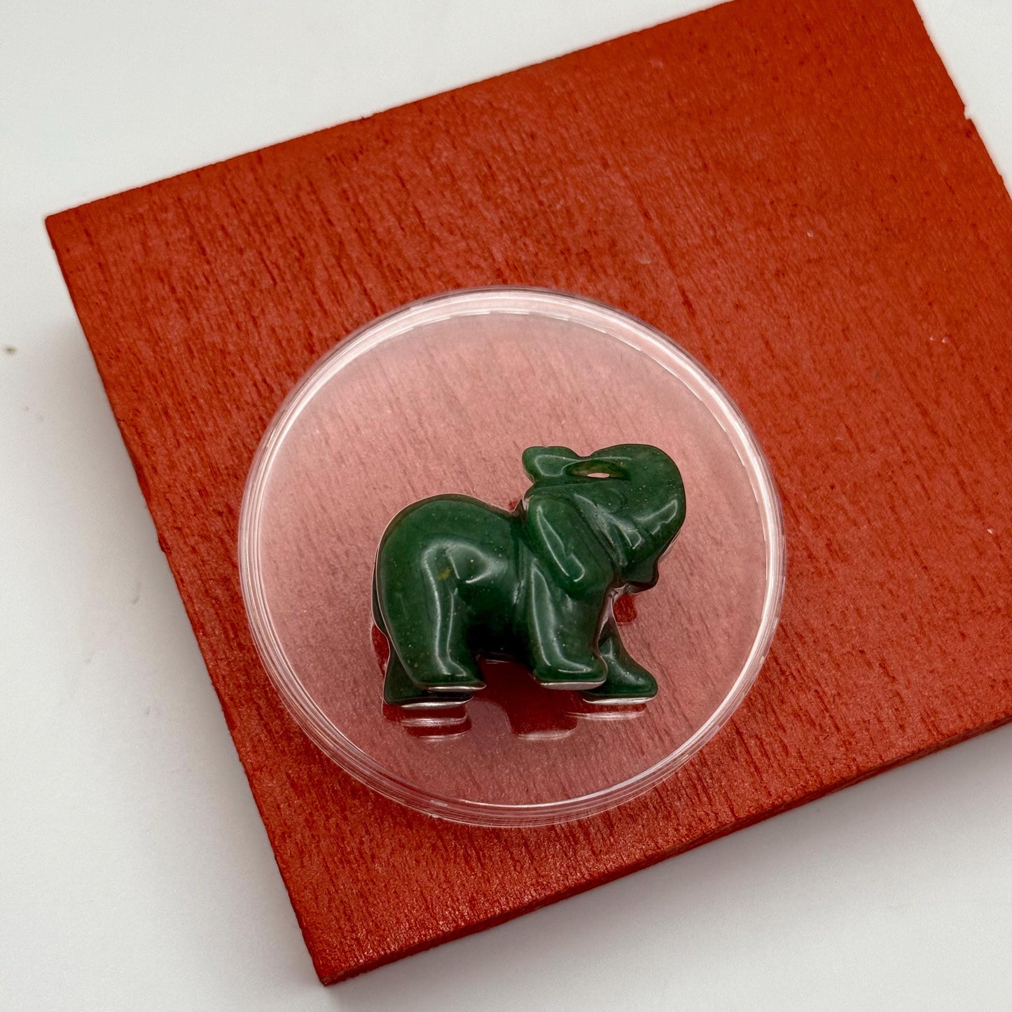 A Mini Miniature Elephant Hand Carved Green Aventurine Natural Crystal Lucky Charm