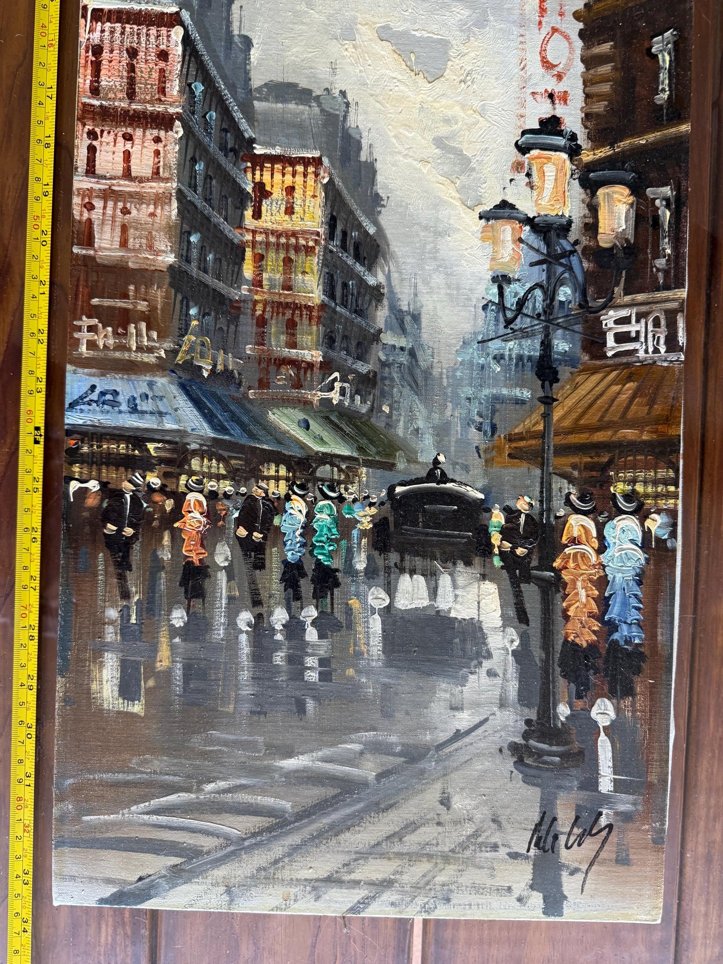 Signed Antonio DeVity Original Oil On Canva Paris City Street Scene Parisian Art