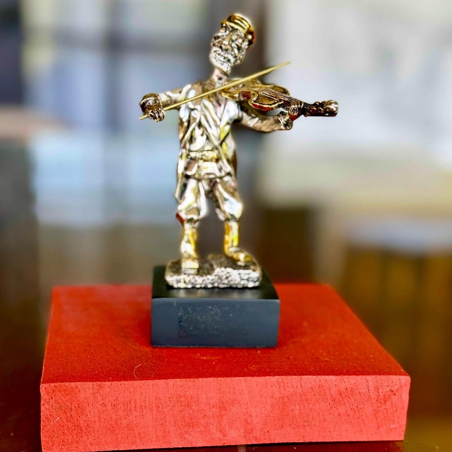 Fiddler on The Roof Violinist Vintage Judaica Figurine 1955 H Karshi Silver Gold