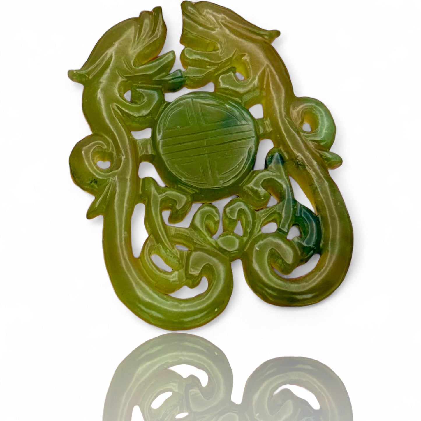 A Natural Fine Grade Green Jade Hand Carved Antique Asian Amulet Pendant Piece