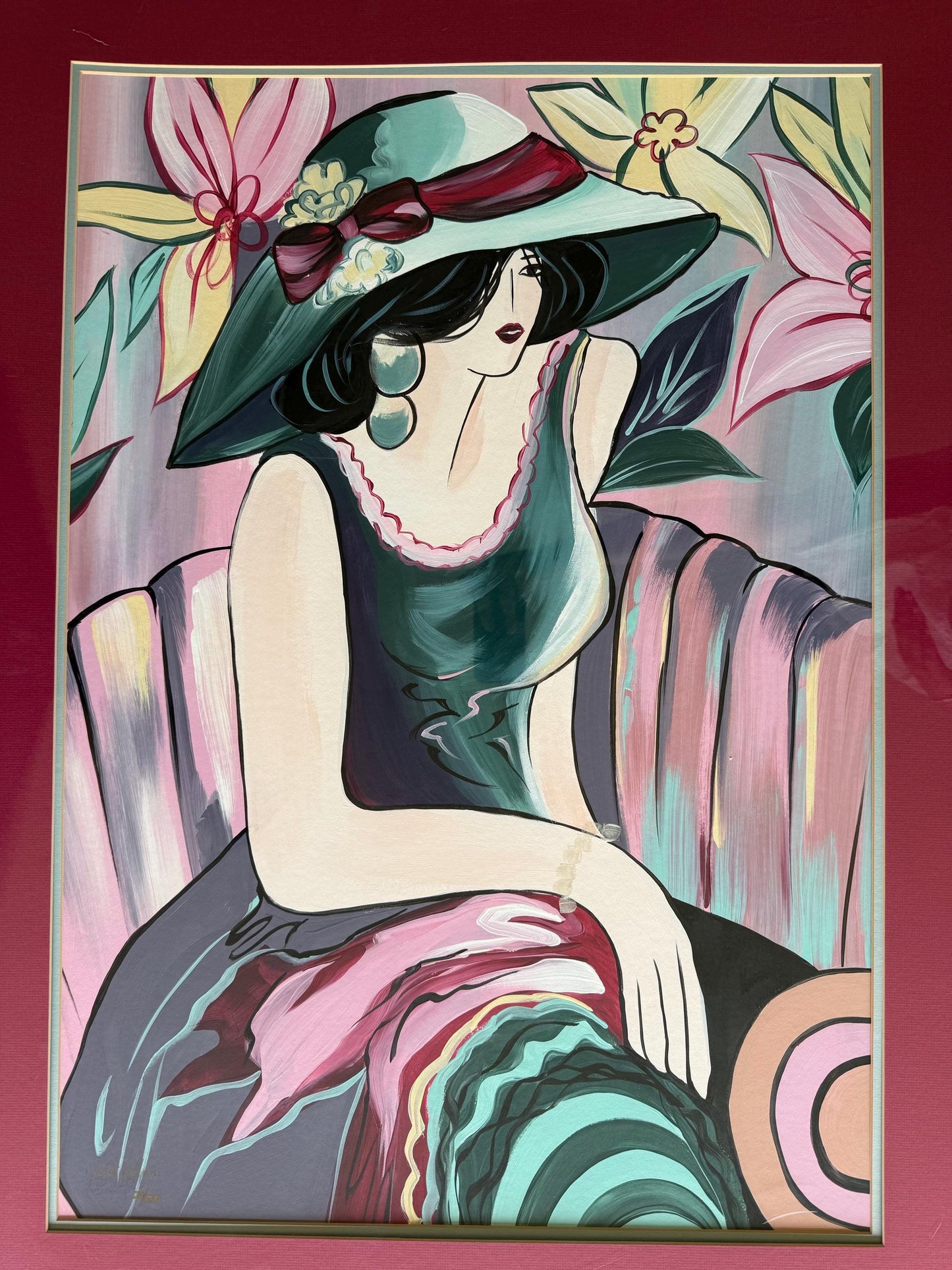Artist Original Painting Meir LeMan Signed #20/500 Art Designer Classy Lady Hats