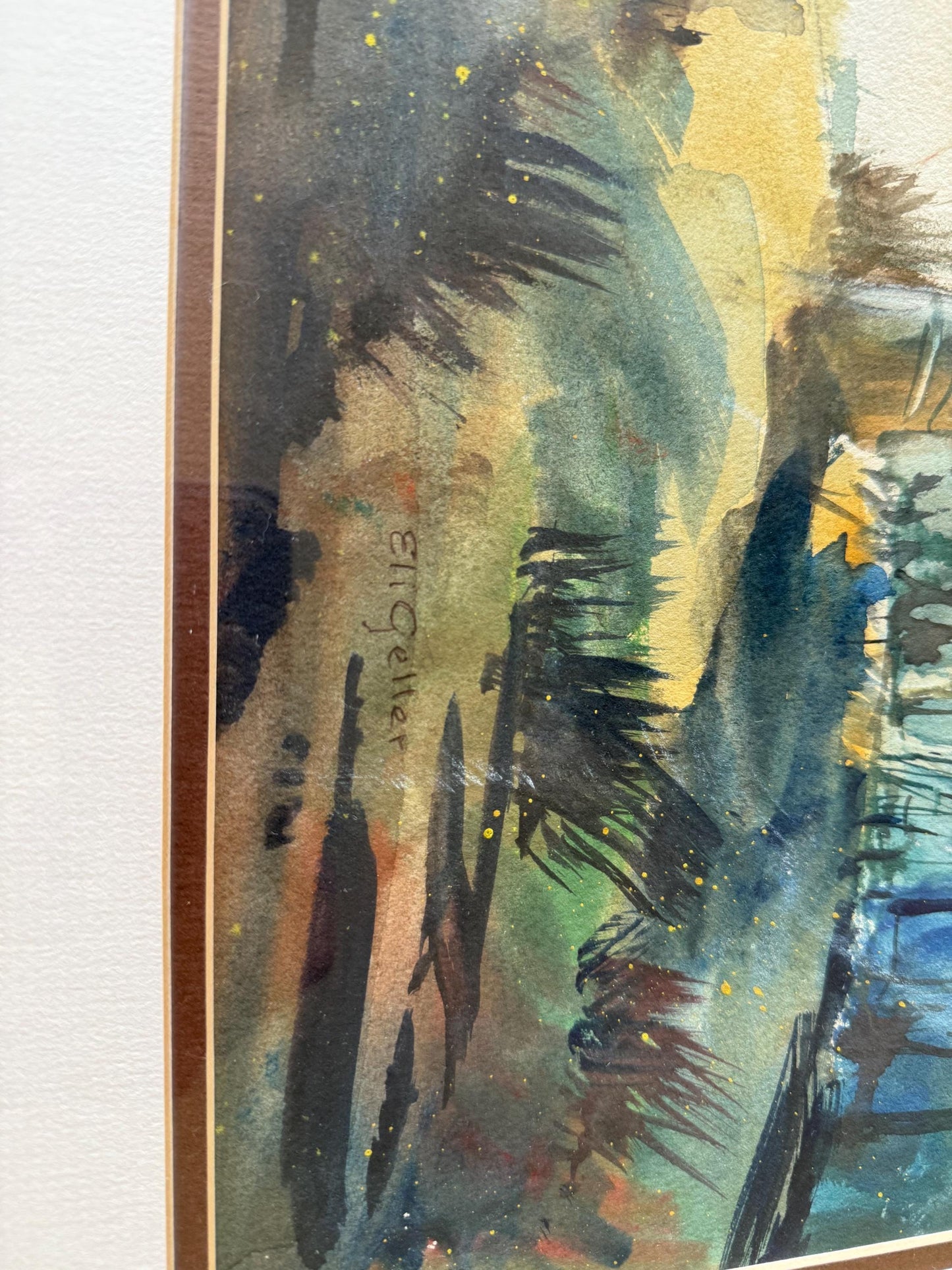 An Original Watercolor Painting Signed Eli Geller Art Colorful Forest Fantasy