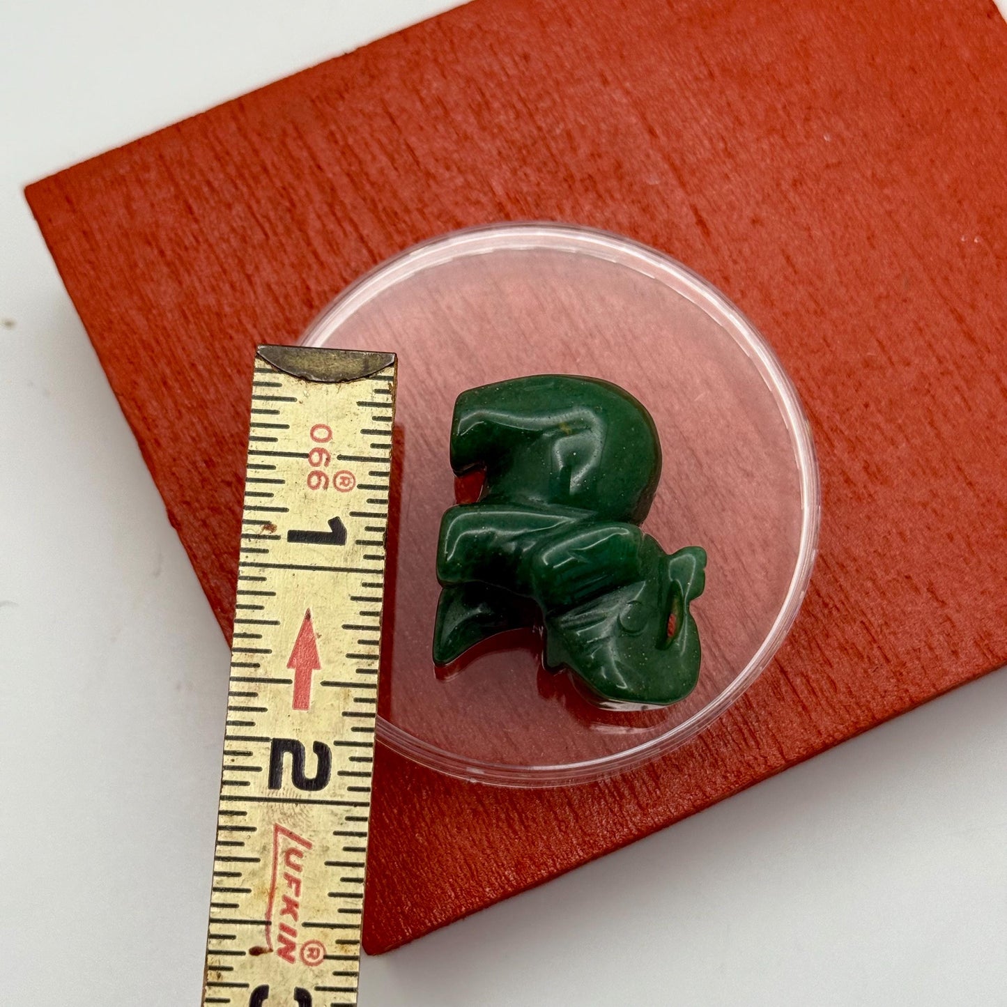A Mini Miniature Elephant Hand Carved Green Aventurine Natural Crystal Lucky Charm