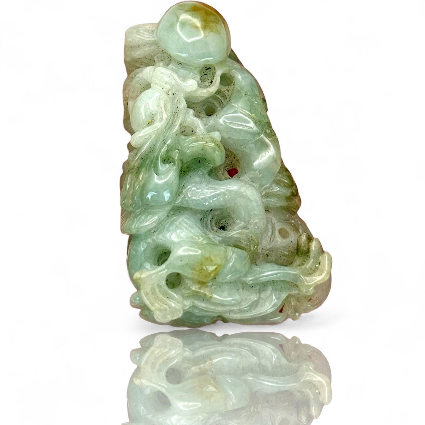 A Genuine Natural Burmese Jade Green White High Grad Fine Carved Pendant Amulet