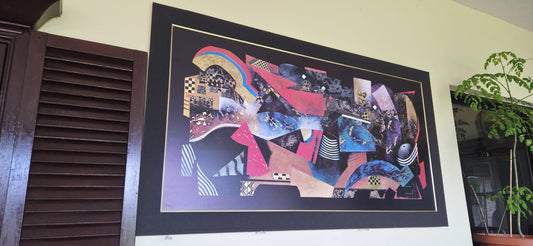 Large Abstract Modern Gold Foil Lithograph Momentary Lapse of Time John Douglas