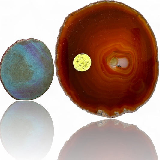 A carnelian red rust amber Brazilian Agate Slice