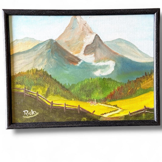 A signed original painted canvas Artist Artwork Mountains Landscape Scenery Art