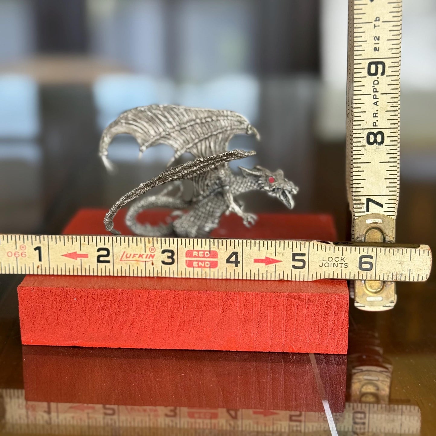 A Vintage Rawcliffe Winged Dragon Figurine Pewter RF 3010 Jeweled Magic 1990s Art