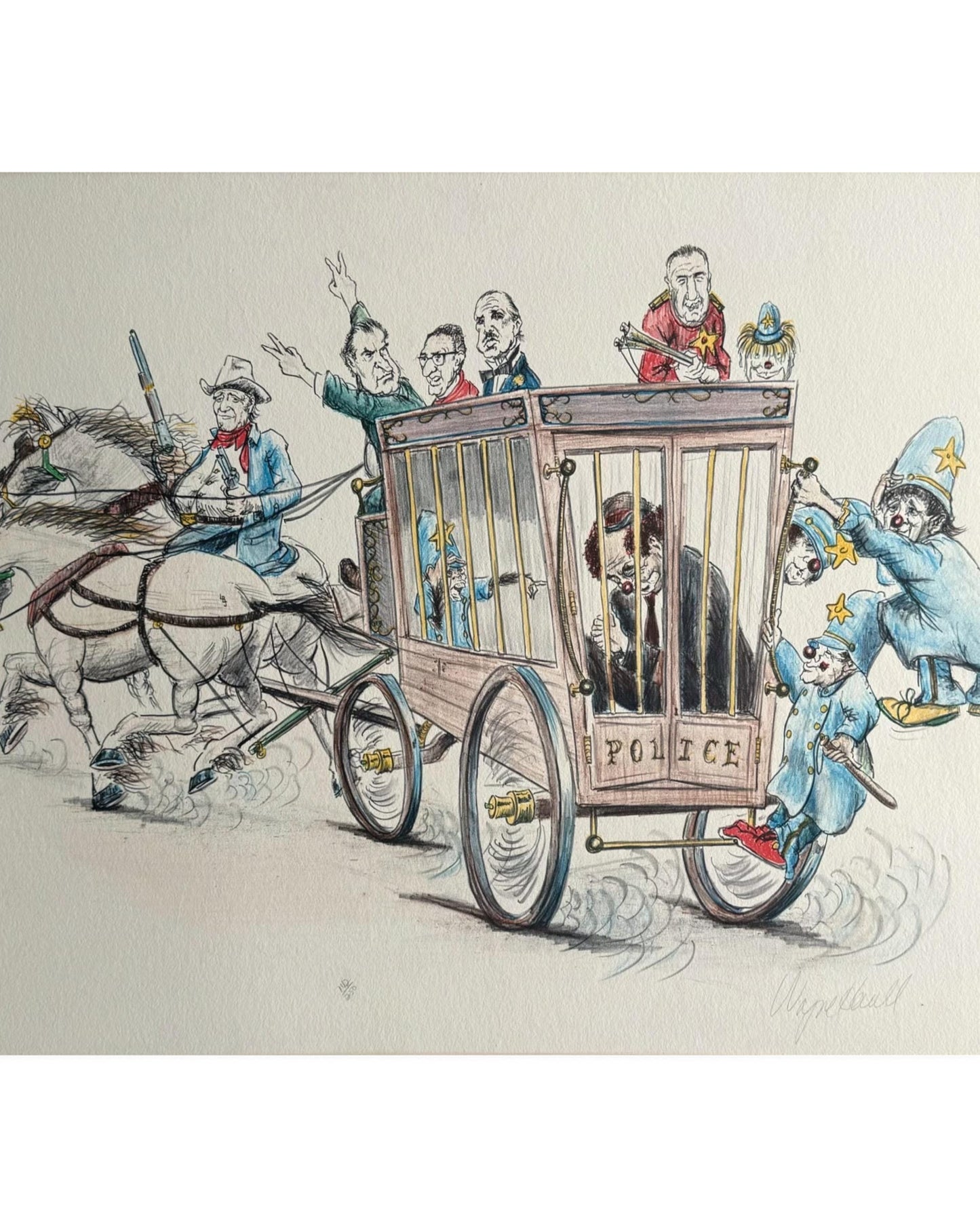 A Vtg Artist Original Signed Drawing Wayne Howell Numbered Art Nixon Godfather