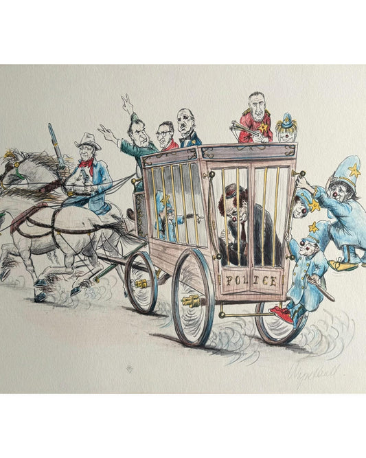 A Vtg Artist Original Signed Drawing Wayne Howell Numbered Art Nixon Godfather