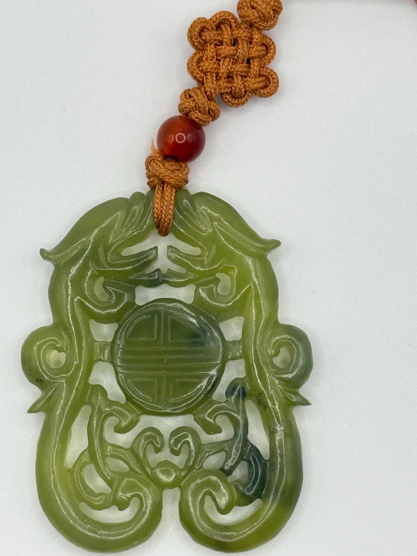 A Natural Fine Grade Green Jade Hand Carved Antique Asian Amulet Pendant Piece