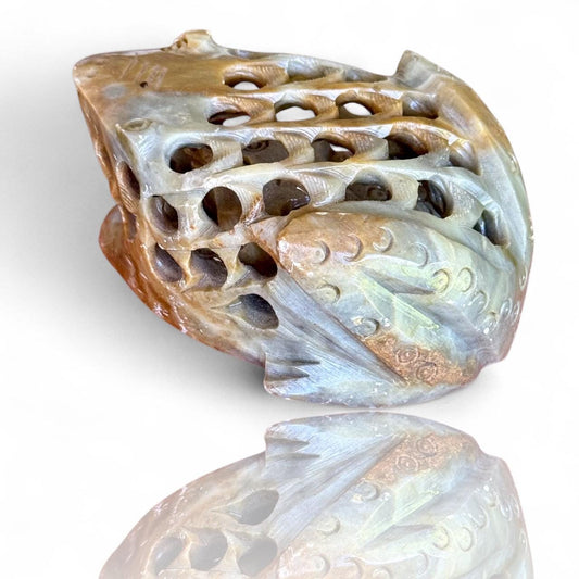A Hand Carved Soap Stone Frog Inside Frog Art Paperweight
