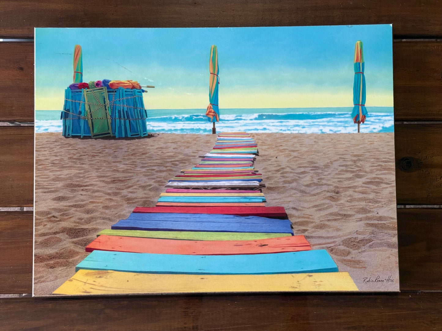 An Acrylic Poster Art Playa Beach Board Walk Coastal Ocean Art Artwork 23x17.5
