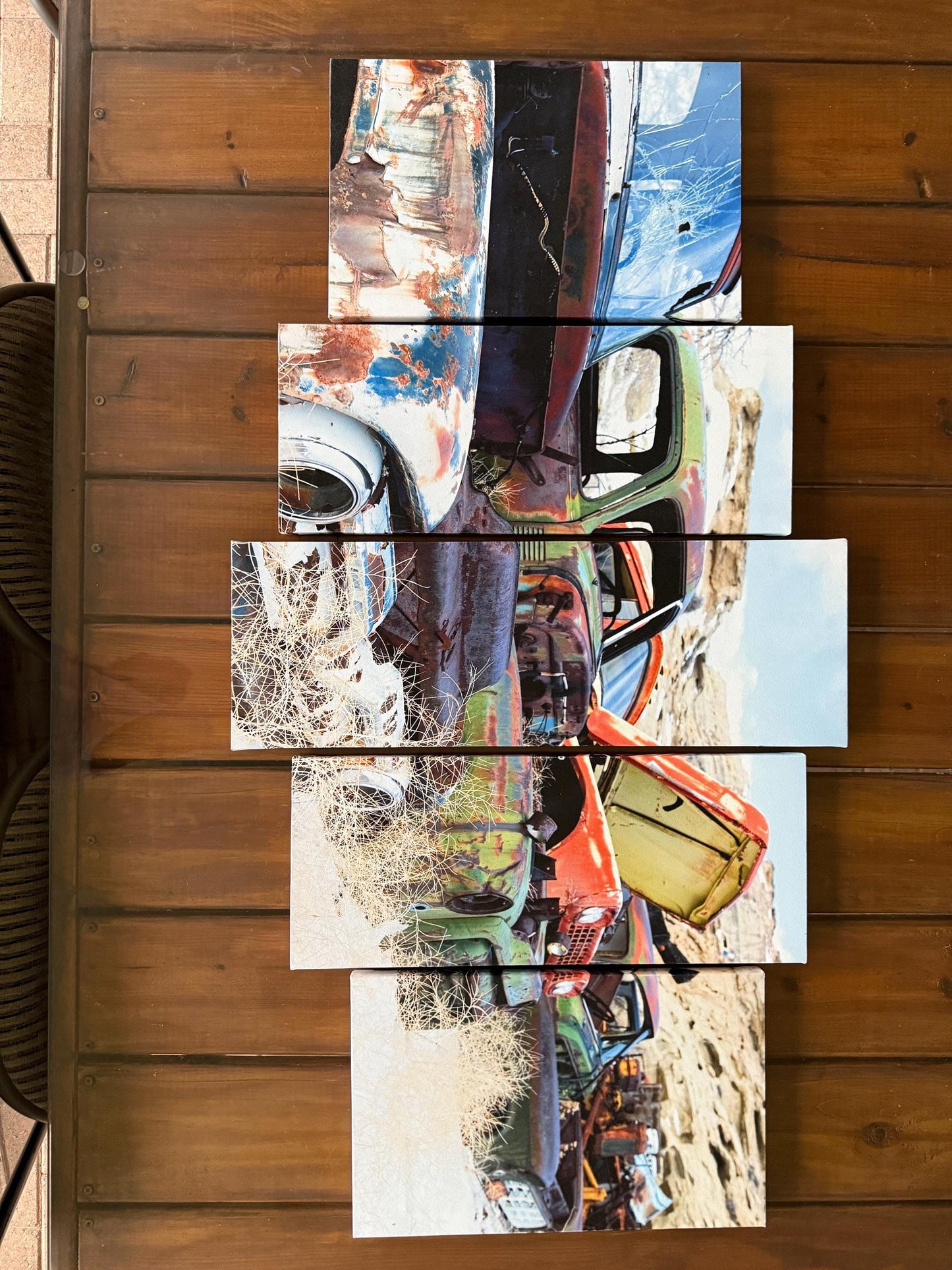 Antique Cars Vintage American Desert A Multi Panel Canvas Print Poster Wall Art