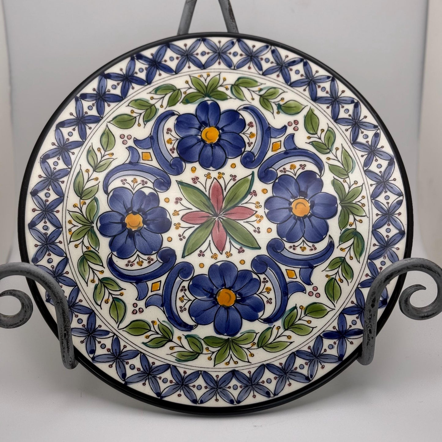 A Hand-Painted Ceramic Collector Wall Plate from Spain Flower Pedals Art Vintage