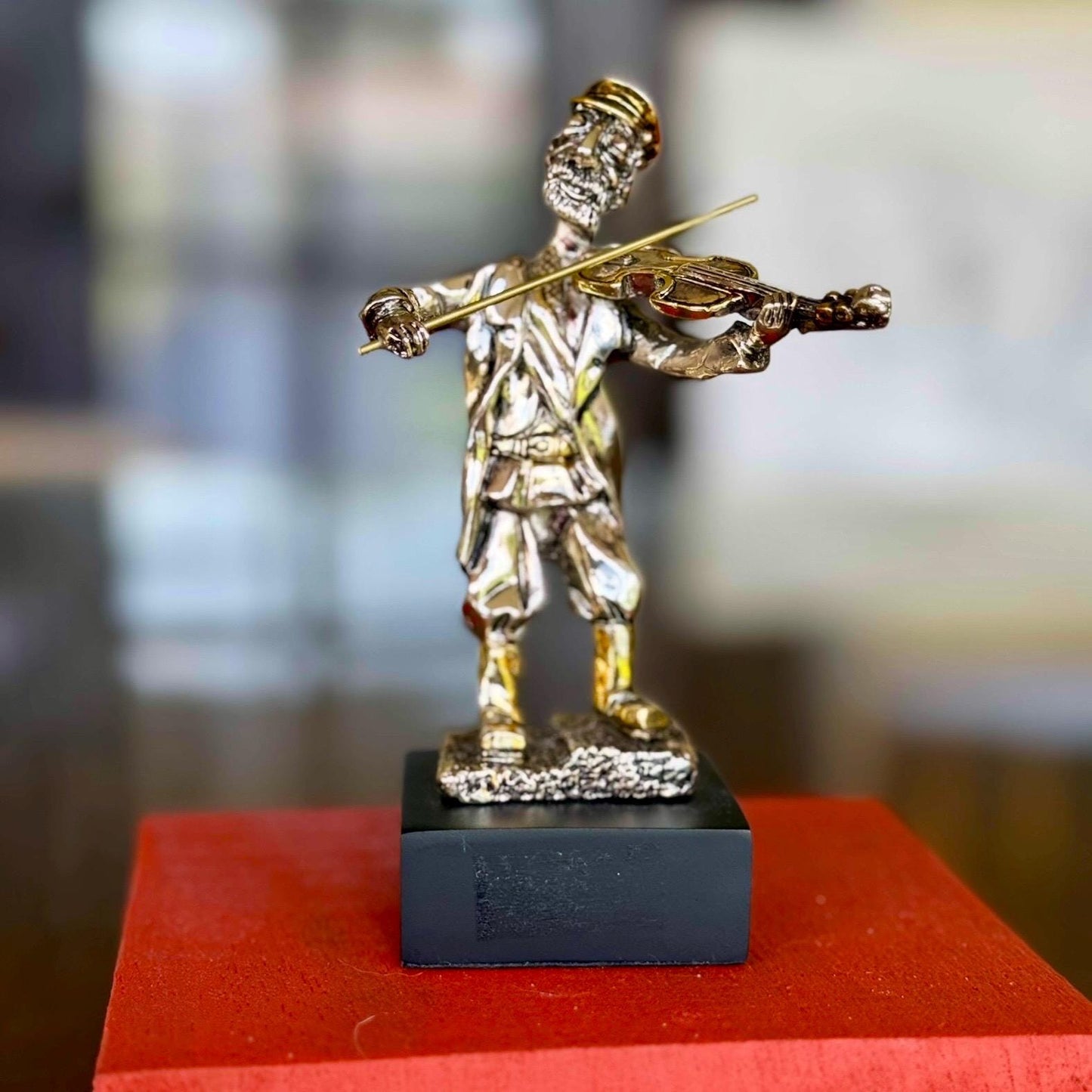 Fiddler on The Roof Violinist Vintage Judaica Figurine 1955 H Karshi Silver Gold