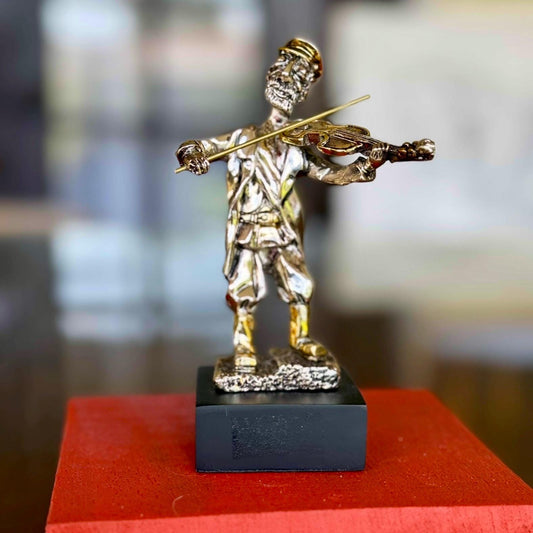 Fiddler on The Roof Violinist Vintage Judaica Figurine 1955 H Karshi Silver Gold