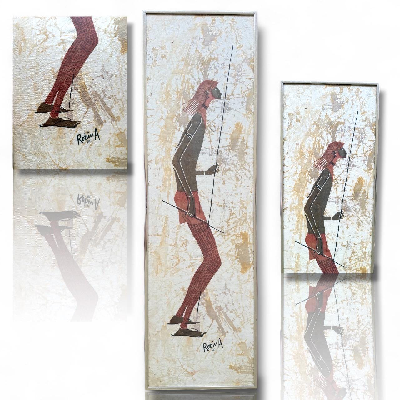 Original Hand Painted Silk Fabric Cloth African Batik Art Signed Robin Anderson