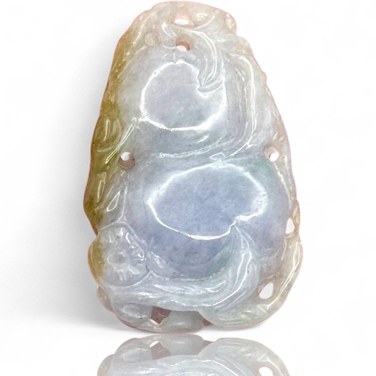 An Icy Clear White Lavender Green Jade Jadeite Fine Old Piece Pendant Amulet