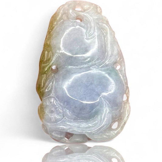An Icy Clear White Lavender Green Jade Jadeite Fine Old Piece Pendant Amulet