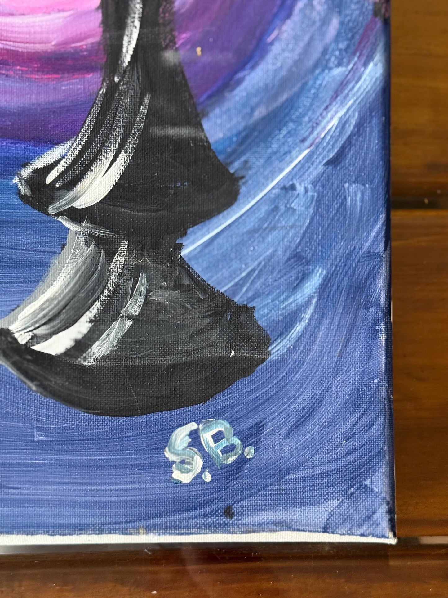 A Painted Canvas Artist Original Artwork Art Signed Chess Two Pawn Piece Candles