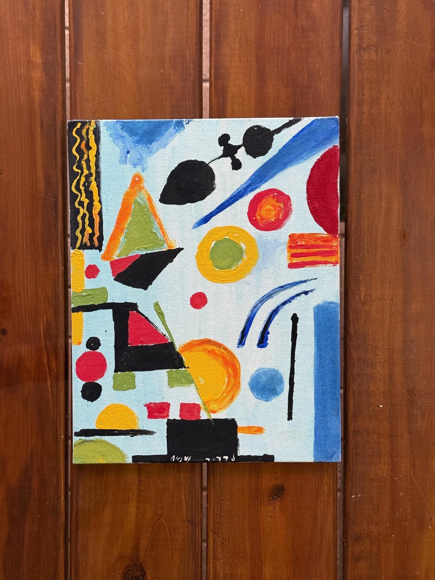 Abstract Geometric Shapes Colors Original Acrylic Painting Canvas Artwork Signed