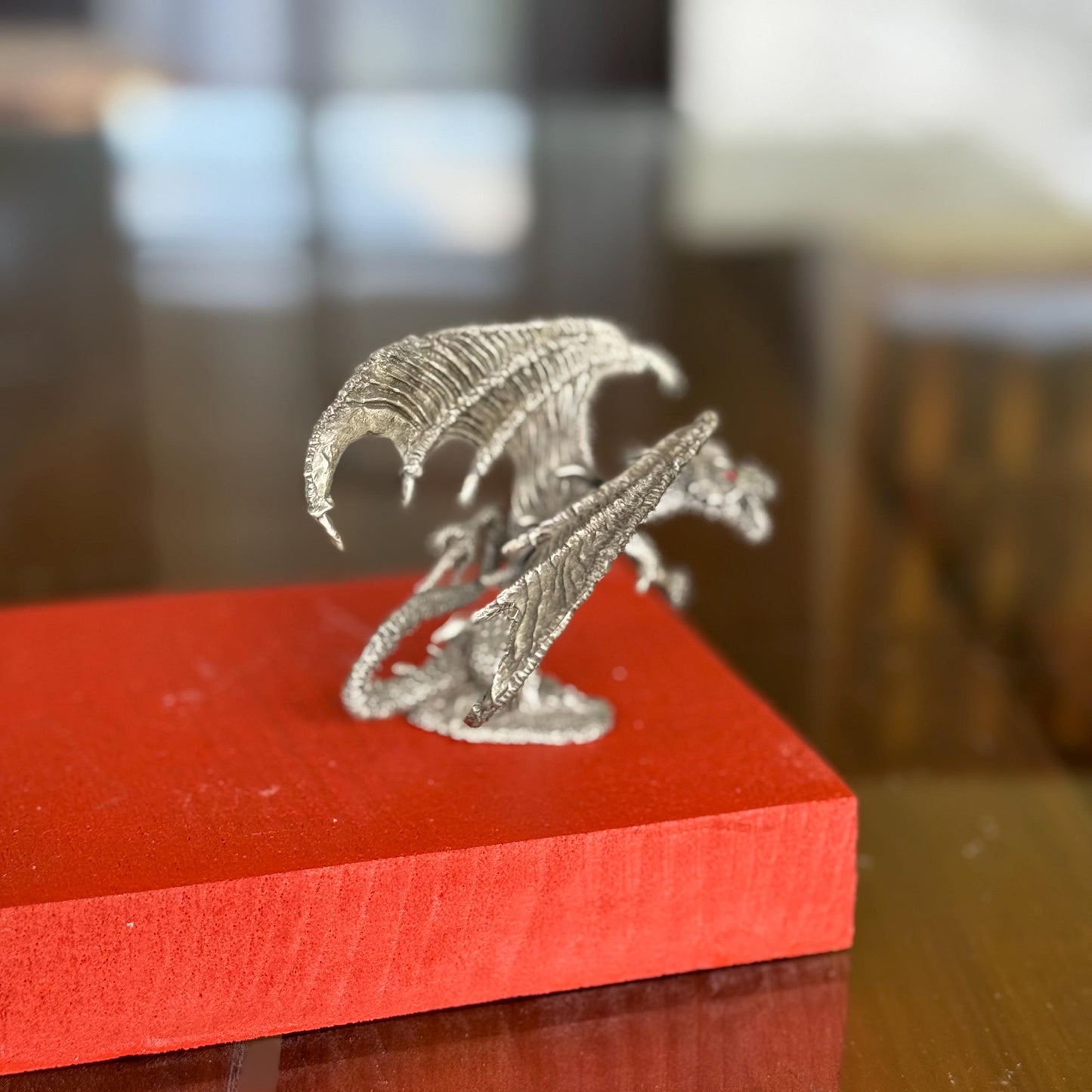 A Vintage Rawcliffe Winged Dragon Figurine Pewter RF 3010 Jeweled Magic 1990s Art