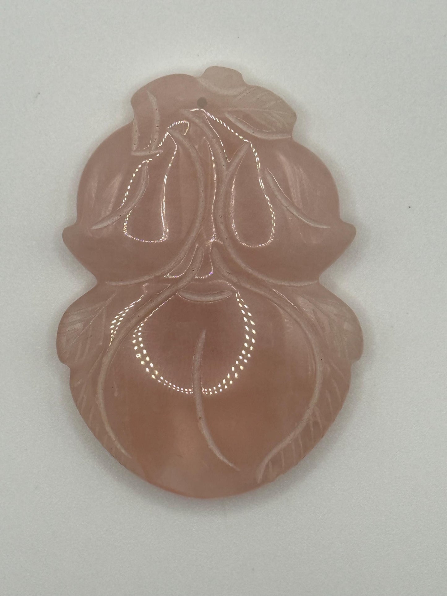 A Pink Jade Amulet Flower Rose Pedal Charm Hand Carved Old Pendant Fine Piece