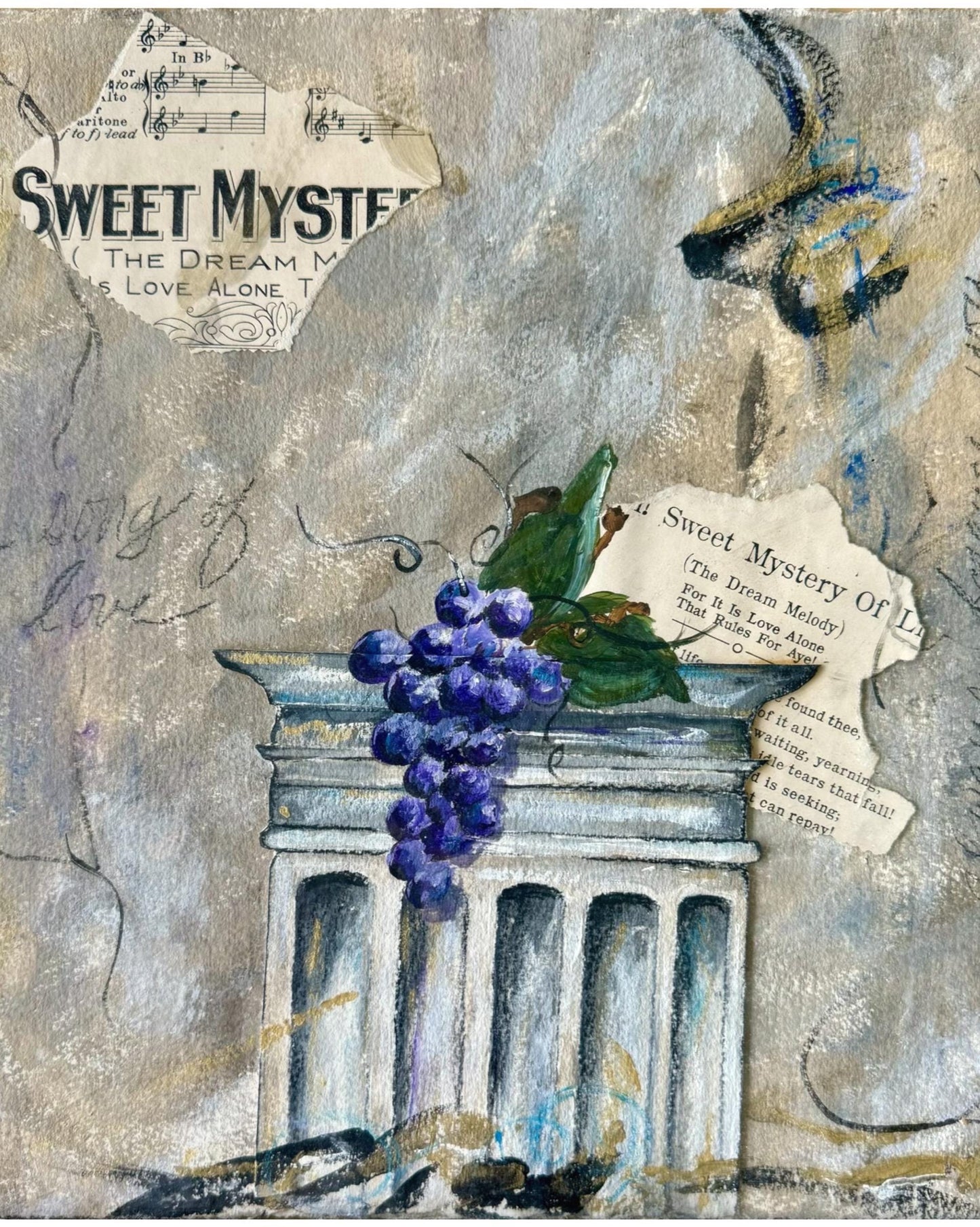 A Mixed Media Artwork Original Painting Sweet Mystery Vino Italiano Fine Art