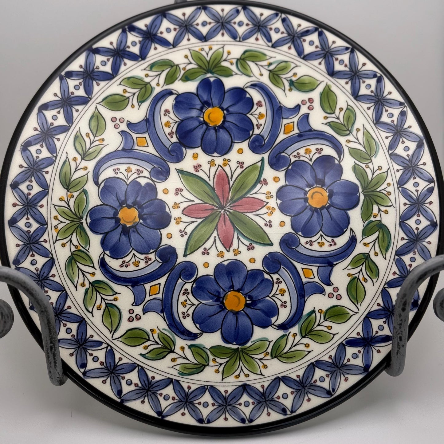 A Hand-Painted Ceramic Collector Wall Plate from Spain Flower Pedals Art Vintage