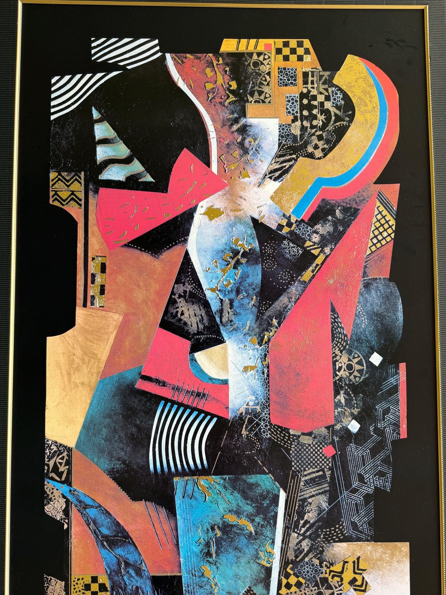 Large Abstract Modern Gold Foil Lithograph Momentary Lapse of Time John Douglas