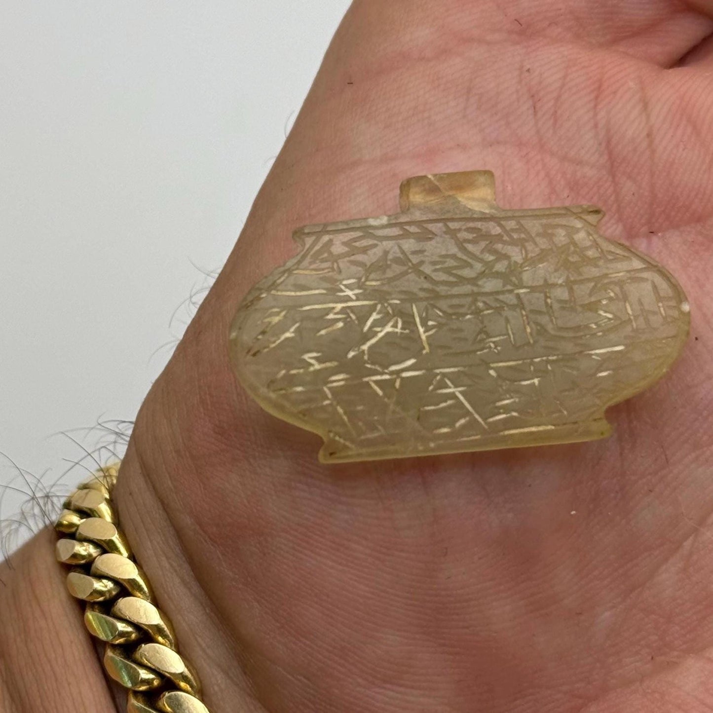 An Extremely Rare Ancient Talismanic Islamic Mughal Persian Jade Tribal Amulet Old Pendant