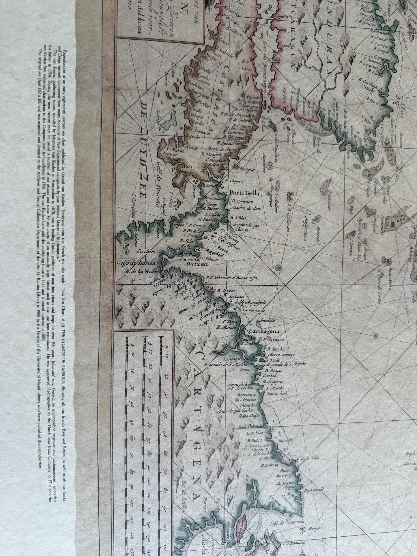 A Rare 18th Century Sea Chart of West Indies Gerard Van Keulen Limited Edition