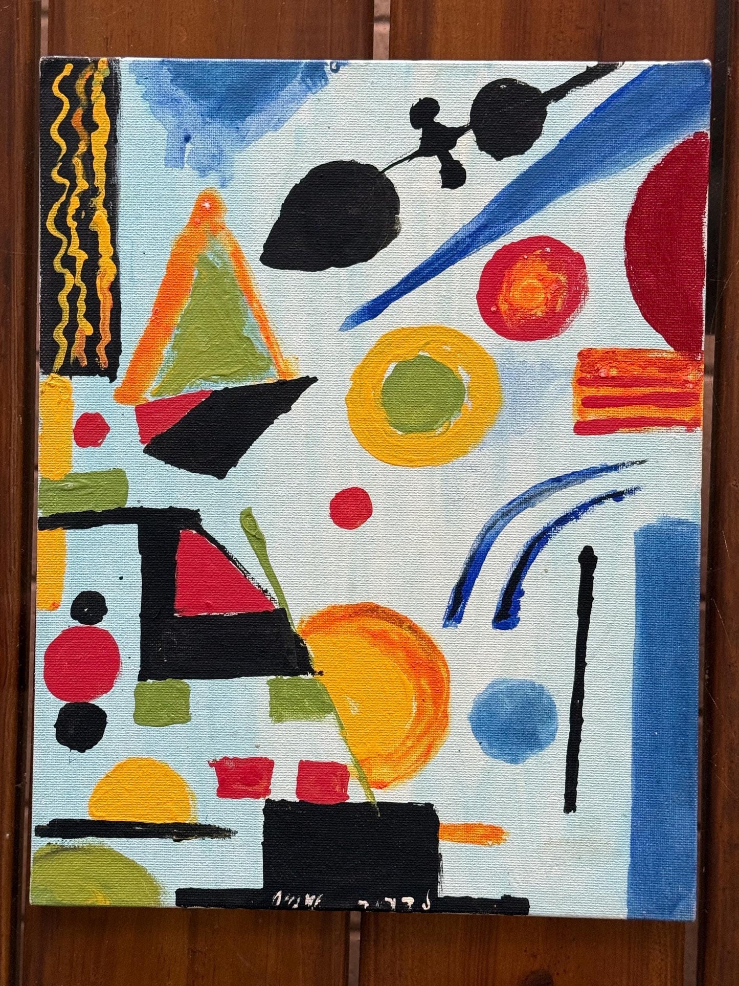 Abstract Geometric Shapes Colors Original Acrylic Painting Canvas Artwork Signed