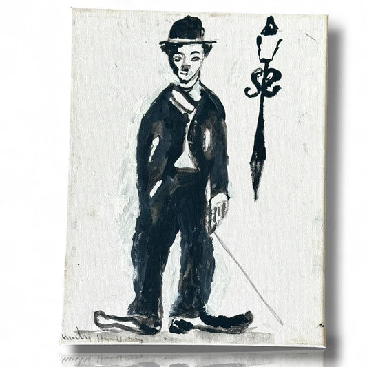 A Painted Canvas Artist Signed Original Artwork Art of Charlie Chaplin Debout #1