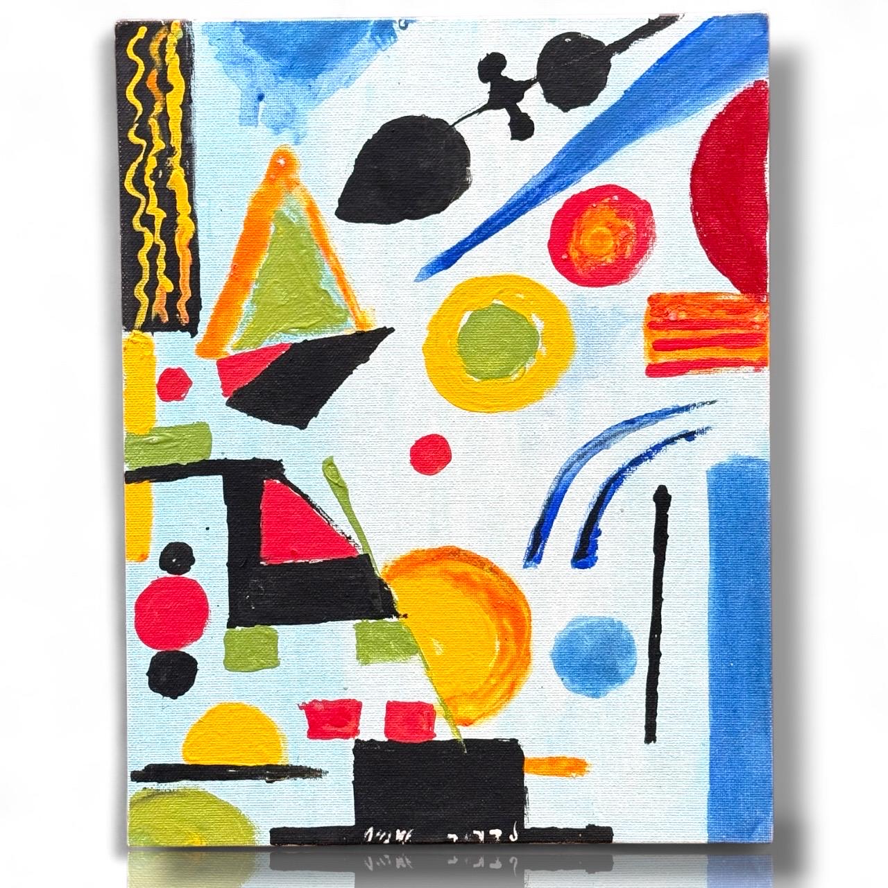 Abstract Geometric Shapes Colors Original Acrylic Painting Canvas Artwork Signed