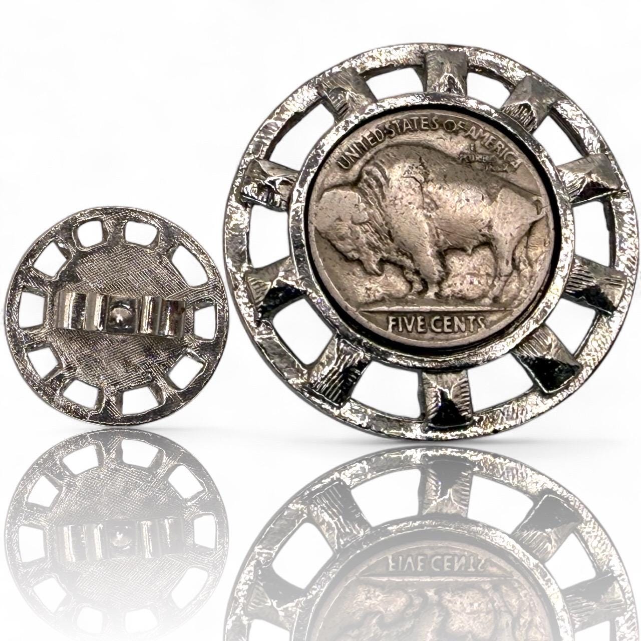 A Silver Wagon Wheel with Genuine Buffalo Nickel Coin Pendant