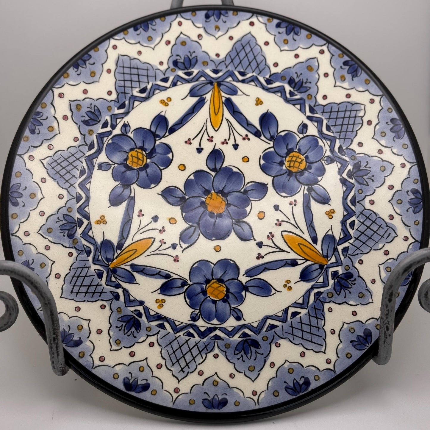 A Hand-Painted Ceramic Collector Wall Plate from Spain Flower Pedals Art Vintage