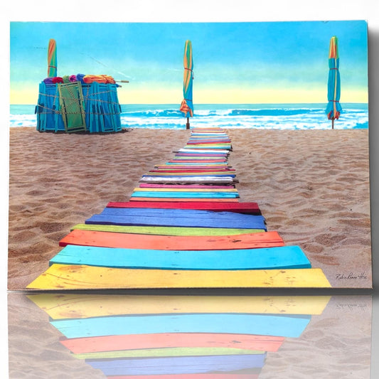 An Acrylic Poster Art Playa Beach Board Walk Coastal Ocean Art Artwork 23x17.5