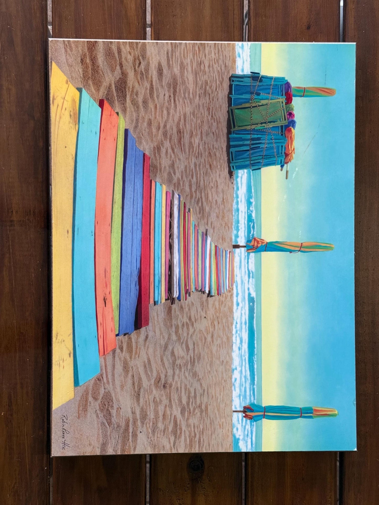 An Acrylic Poster Art Playa Beach Board Walk Coastal Ocean Art Artwork 23x17.5