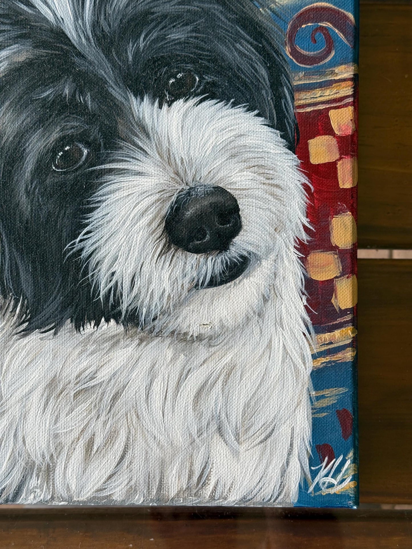 A Painted Canvas Original Artist Artwork Art Dog Portrait Tibetan Terrier