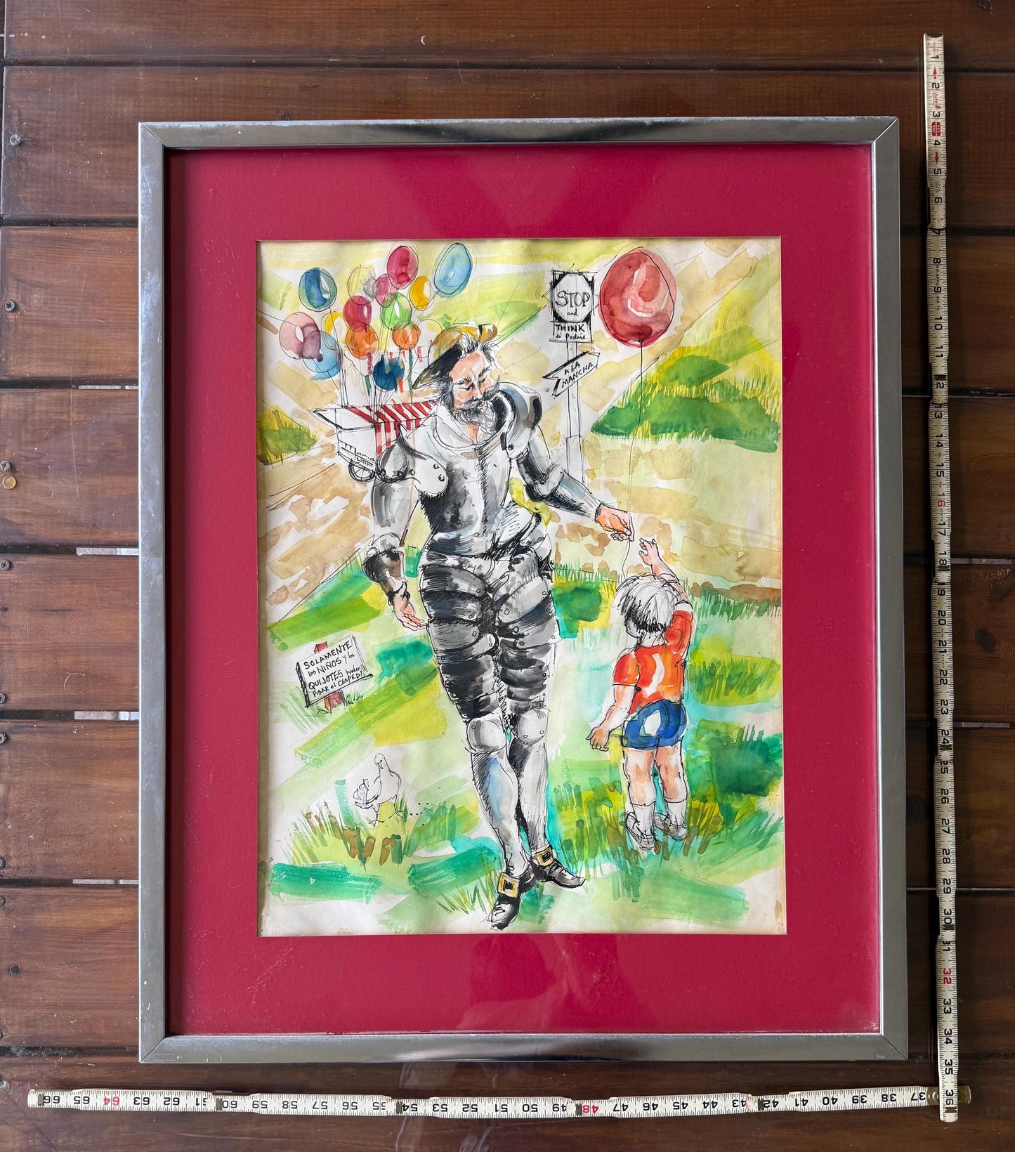 An Original Watercolor Painting One of a Kind Don Quixote A La Mancha Art Piece