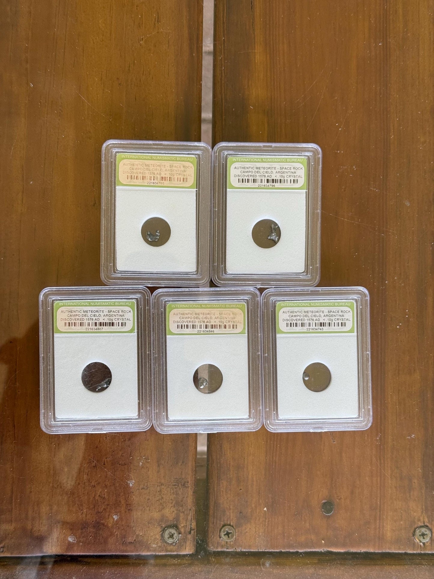 A Set of 5 Authentic Meteorite Space Rock Campo Del Cielo Discovered Crystal