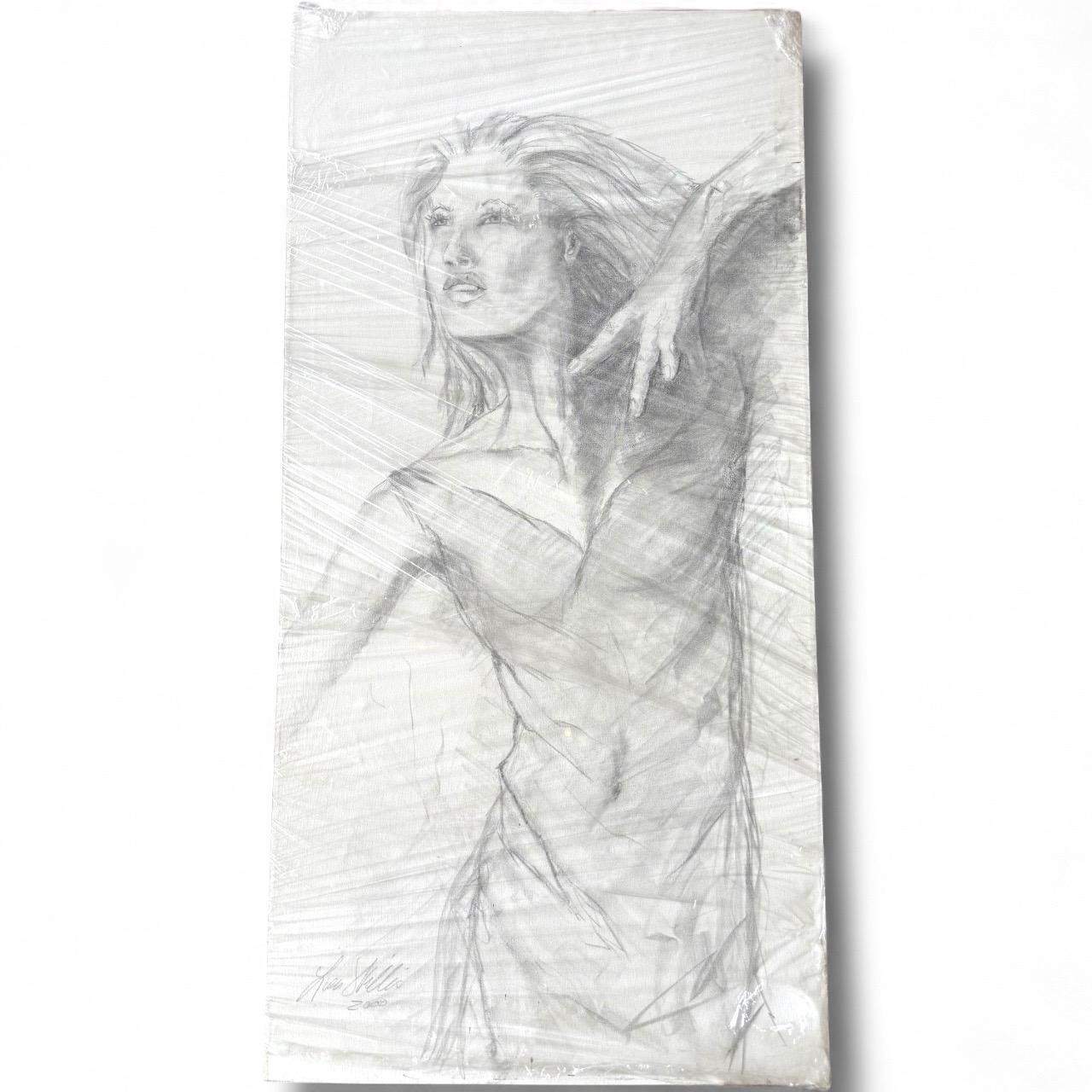 A Large Drawing Artist Artwork Original Signed Kim Skills Dated 2000 Woman Art