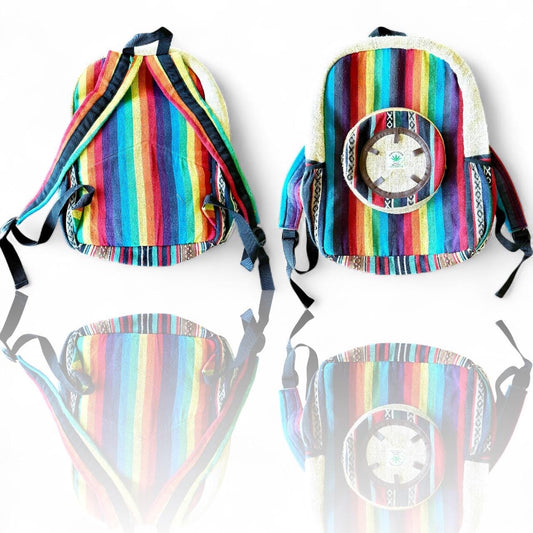 A Himalayan Hemp Organic Natural Large Retro Boho Hippie Colorful Art Bag Backpack