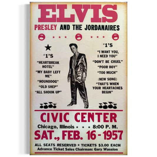 Elvis Presley And The Jordanaires 1957 The Civic Center Chicago, Illinois Poster