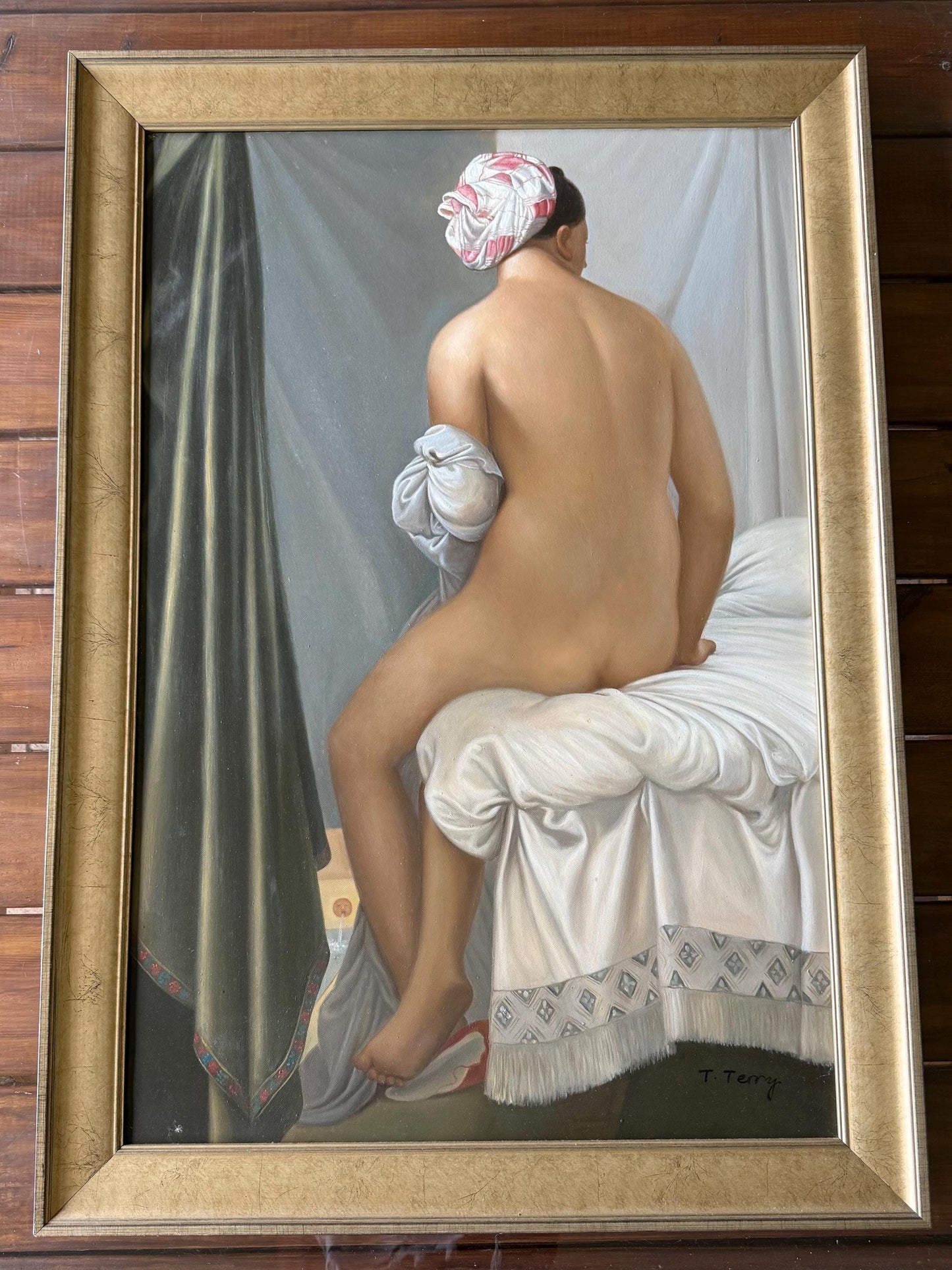 A Original Artwork painted canvas art artwork of nude woman showing back 42x25